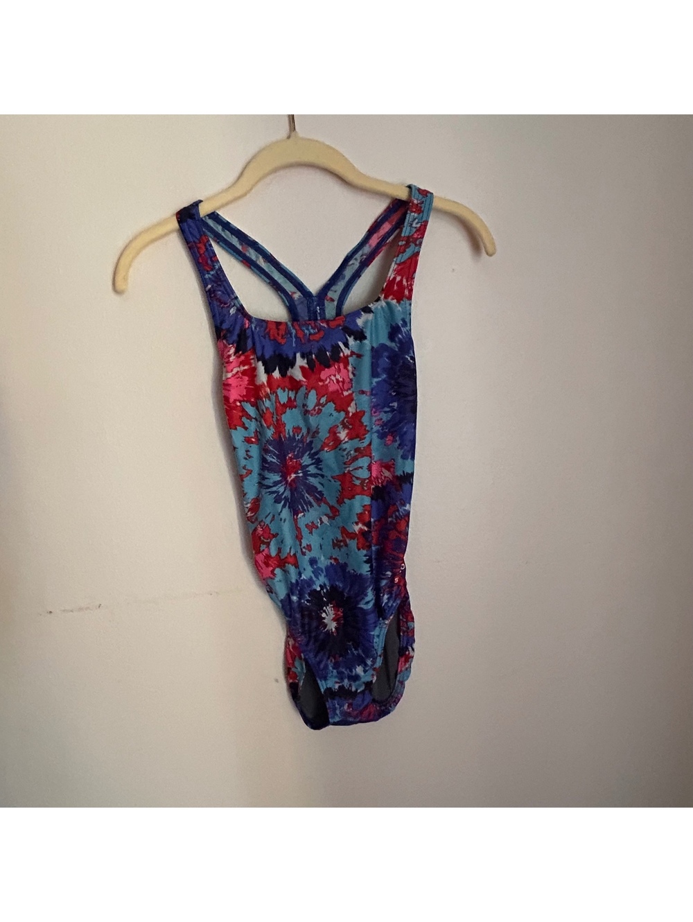 Speedo PowerFLEX Eco Girls Swimsuit Training Suit Size 8/34 Blue Print